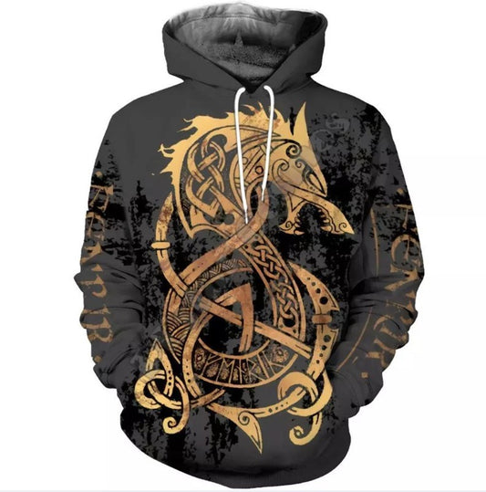 Men's 3D Digital Printing Hooded - Celtic, Wolf, Rose, Stars, Dog, Templar, Viking - Designs By CRF