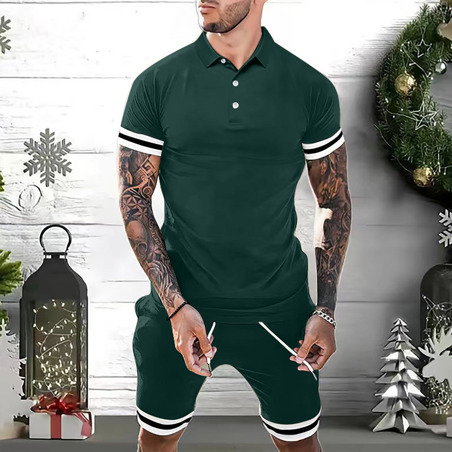 Mens Short Sets 2 Piece Outfits Polo Shirt Fashion Summer Tracksuits Casual Set Short Sleeve And Shorts Set For Men - Designs By CRF