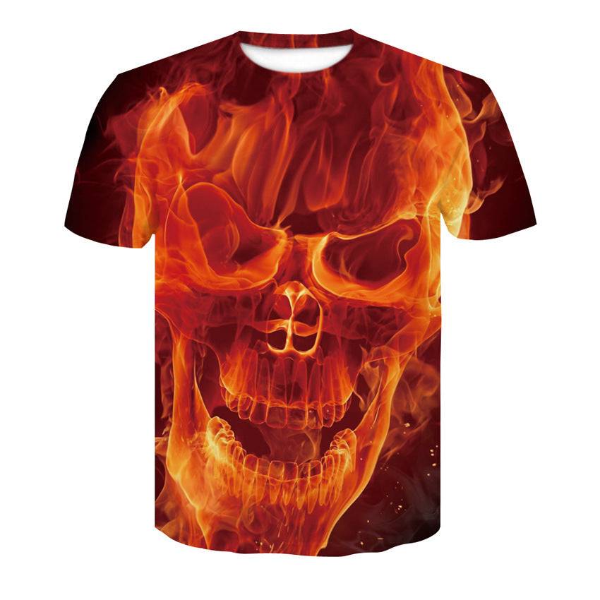 Men's T-Shirt 3d Skull Poker-Fashion Round-Neck Short-Sleeved Summer Fun Street Casual Designs By CRF