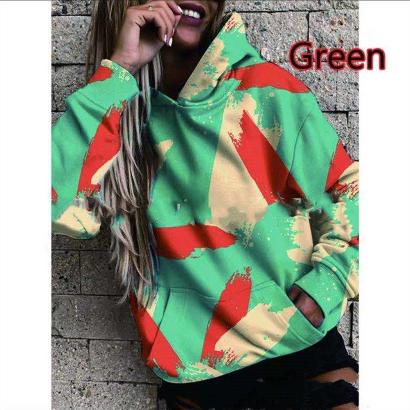 Loose Long Sleeve Pocket Print Hooded Sweatshirt Designs By CRF