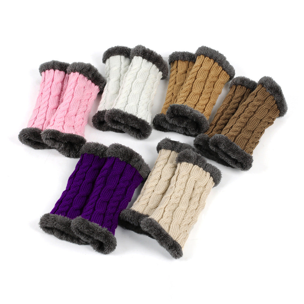 Winter Plush Twist Knitted Fingerless Fleece Gloves - Designs By CRF