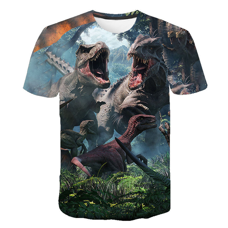 Dinosaur 3D Digital Printing Men's Short Sleeve Casual T-shirt Designs By CRF