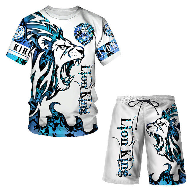 3D Printed T Shirt Set Fashion Men's Lion Sportswear - Designs By CRF