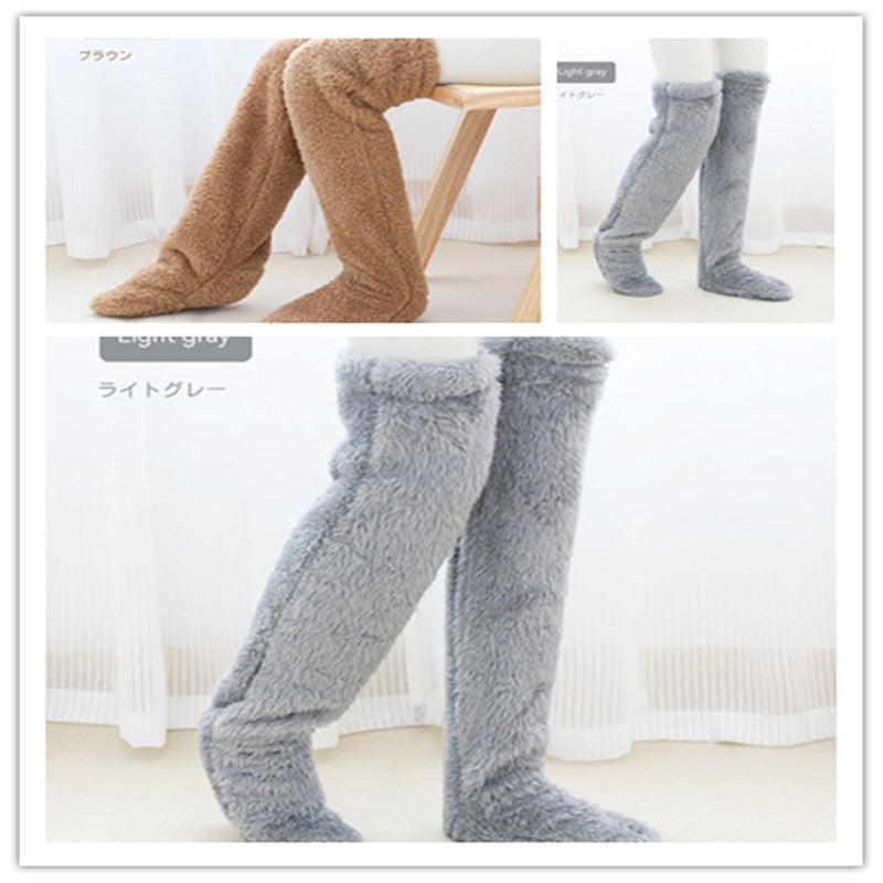 Over Knee High Fuzzy Long Socks Winter Warm Cold Leg Knee Joint Cold-proof Stockings Home Floor Sleeping Socks - Designs By CRF