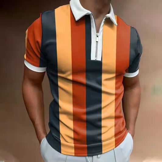 Men's POLO Shirt Striped Printed Short Sleeve T-Shirt Lapel Shirt - Designs By CRF