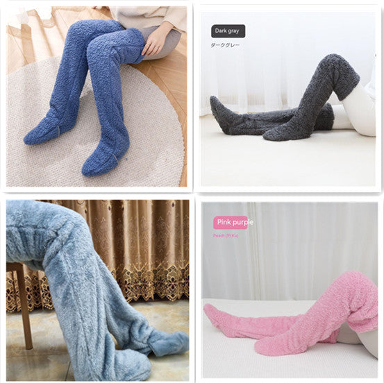 Over Knee High Fuzzy Long Socks Winter Warm Cold Leg Knee Joint Cold-proof Stockings Home Floor Sleeping Socks - Designs By CRF