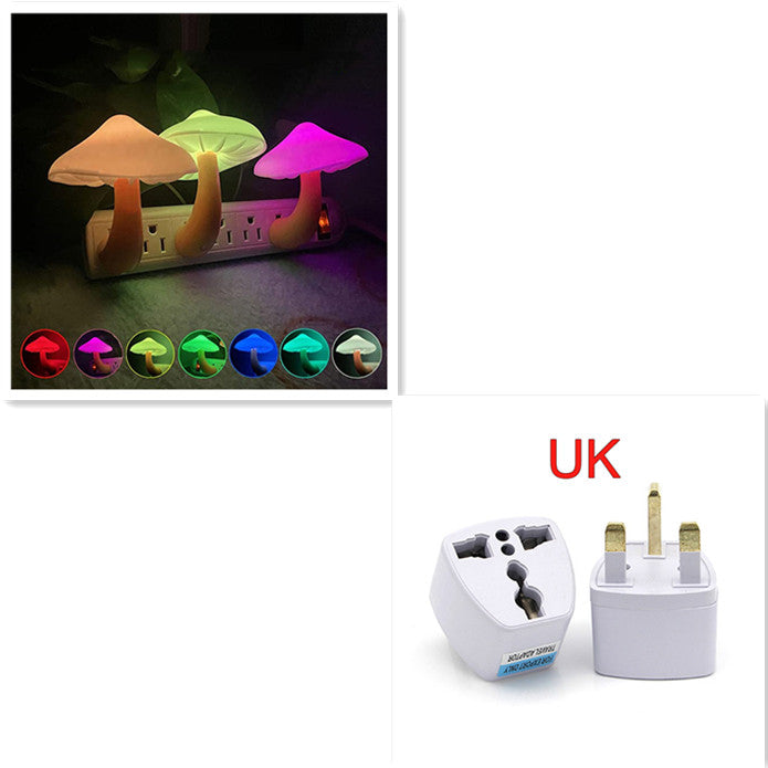 LED Night Light Mushroom Wall Socket Lamp EU US Plug Warm White Light-control Sensor Bedroom Light Home Decoration - Designs By CRF