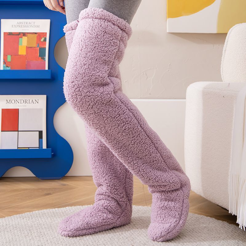 Over Knee High Fuzzy Long Socks Winter Warm Cold Leg Knee Joint Cold-proof Stockings Home Floor Sleeping Socks - Designs By CRF