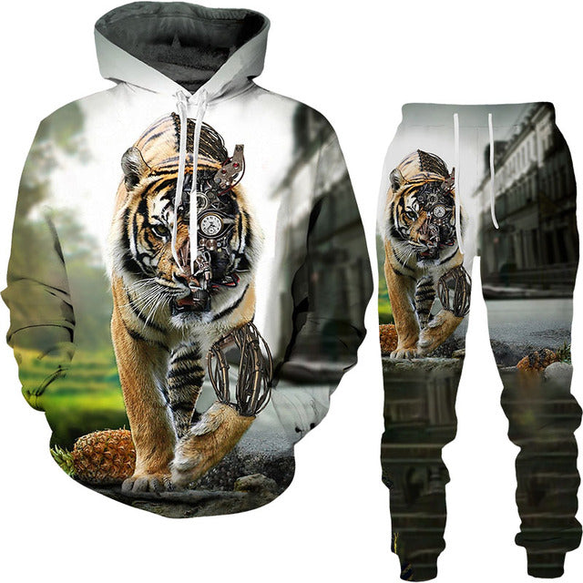 Men's Hoodie and Jogger Set - Lion & Tiger designs - Designs By CRF