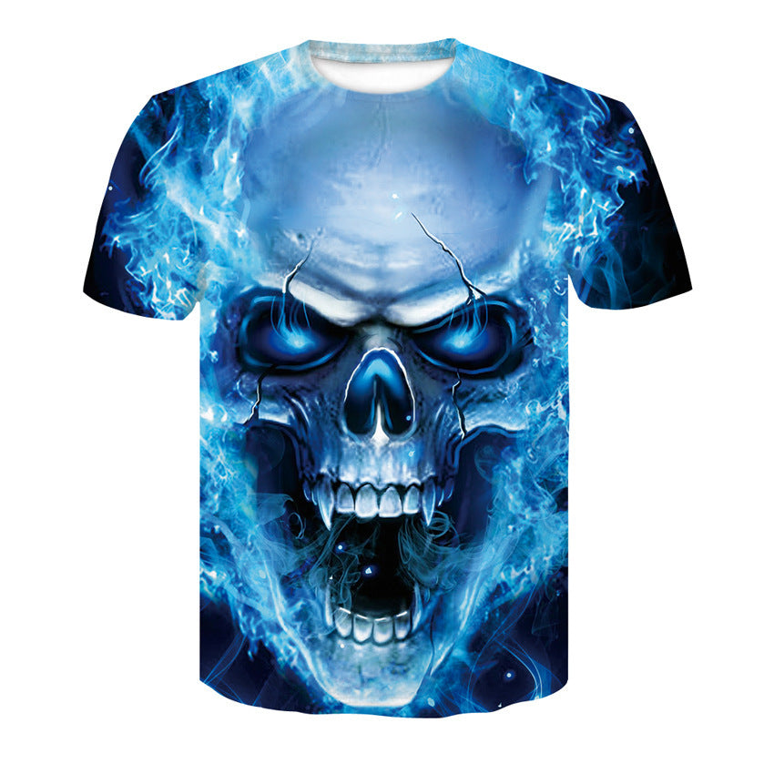 Men's T-Shirt 3d Skull Poker-Fashion Round-Neck Short-Sleeved Summer Fun Street Casual Designs By CRF