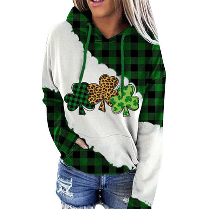 Women Sweatshirts Lucky Grass Print Streetwear Sweatshirts Hoodie Pullover Loose Casual Hooded Tops Clothes Designs By CRF