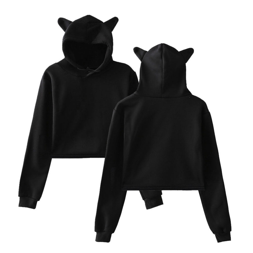 Crop Top Hoodie with Cat Ears