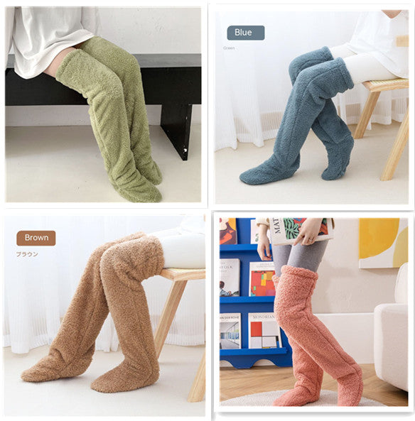 Over Knee High Fuzzy Long Socks Winter Warm Cold Leg Knee Joint Cold-proof Stockings Home Floor Sleeping Socks - Designs By CRF