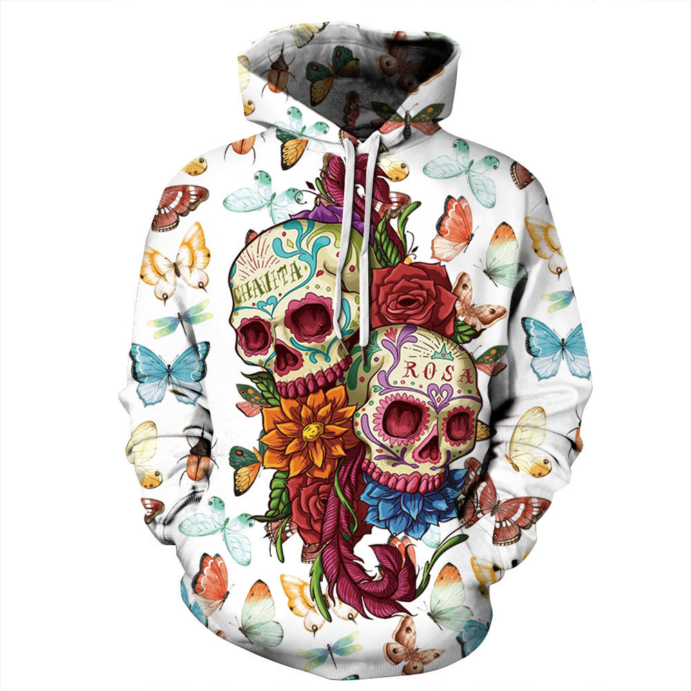 Men's Hooded Skull Printed Loose Sports Sweater - Designs By CRF