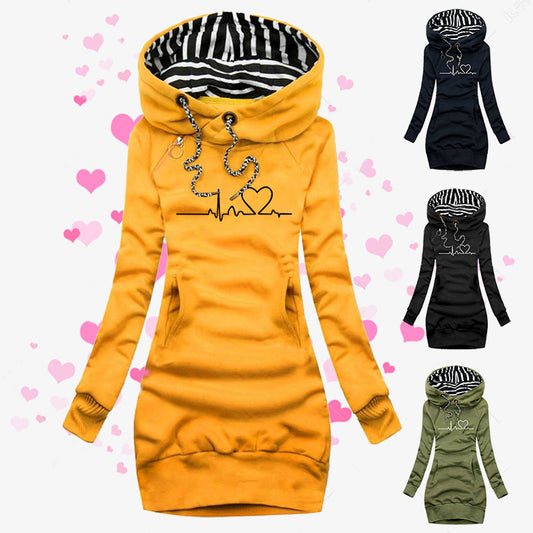 Heart Print Long Clothes Women Hoodie Sweatshirt Pullover Tops Designs By CRF