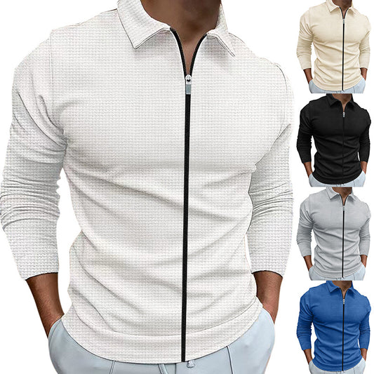 Men's Clothing Waffle Style Zipped Lapel Jacket Outdoor Sports Tops - Designs By CRF