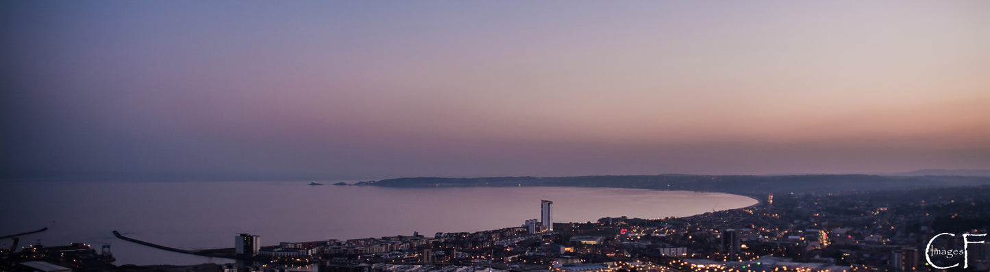 Swansea Bay at Dusk White glossy mug - Designs By CRF