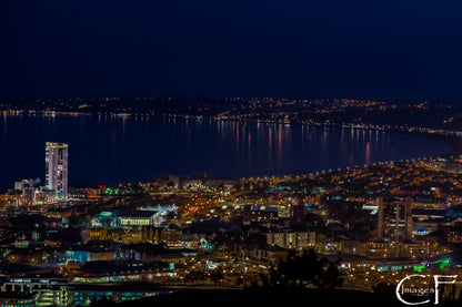 Swansea Bay at Night Photo paper poster - Designs By CRF