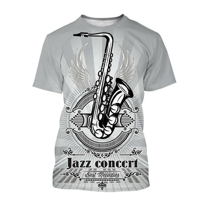 Men's Fashion 3D Cool Musical Instrument Digital Short Sleeve Designs By CRF