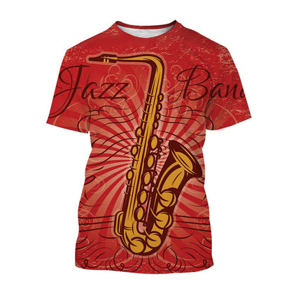 Men's Fashion 3D Cool Musical Instrument Digital Short Sleeve Designs By CRF