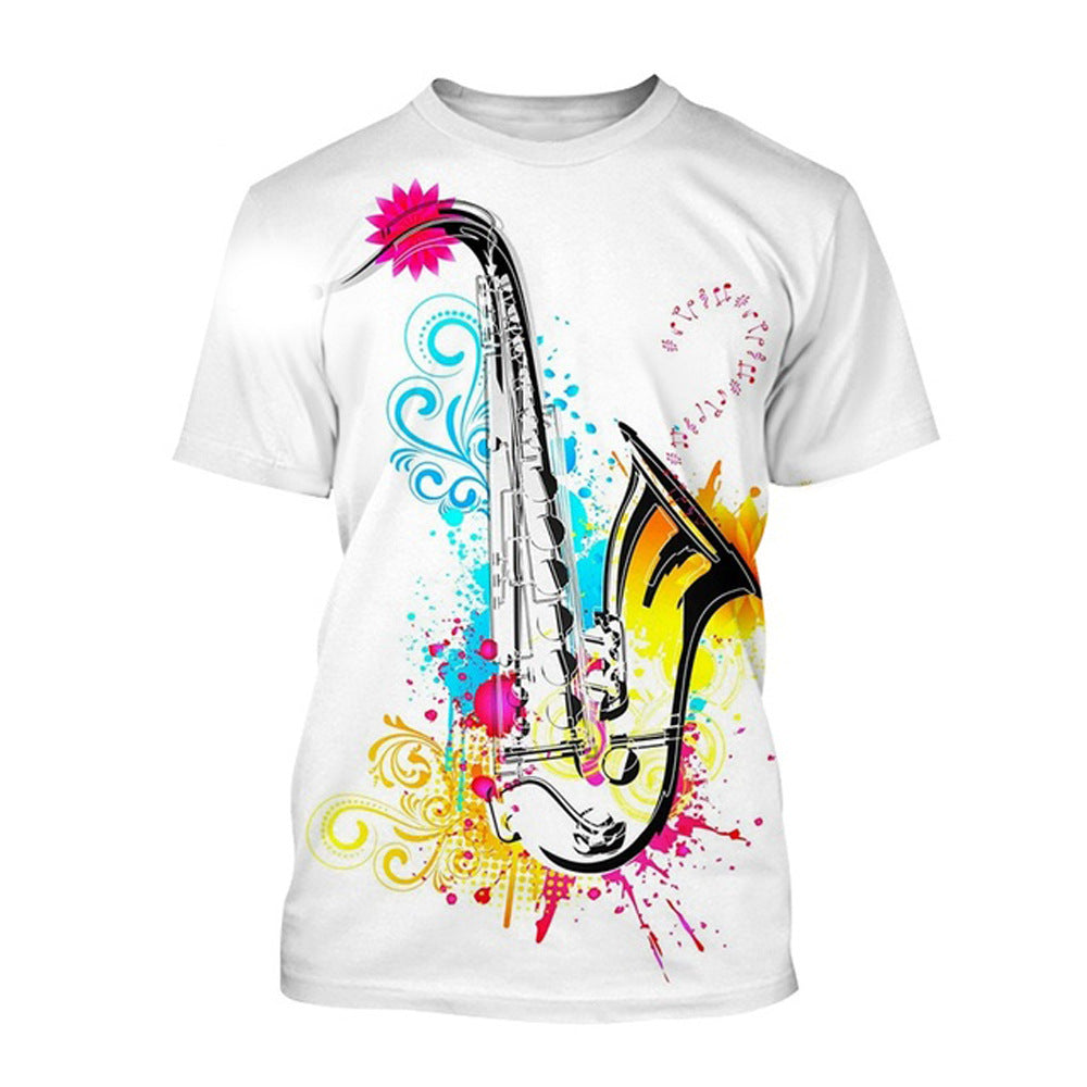 Men's Fashion 3D Cool Musical Instrument Digital Short Sleeve Designs By CRF