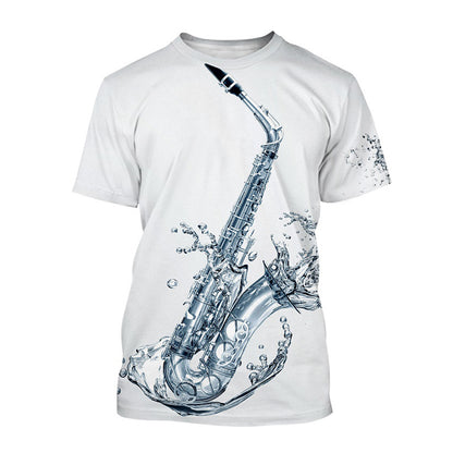 Men's Fashion 3D Cool Musical Instrument Digital Short Sleeve Designs By CRF