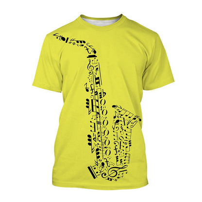 Men's Fashion 3D Cool Musical Instrument Digital Short Sleeve Designs By CRF