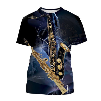 Men's Fashion 3D Cool Musical Instrument Digital Short Sleeve Designs By CRF