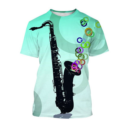 Men's Fashion 3D Cool Musical Instrument Digital Short Sleeve Designs By CRF