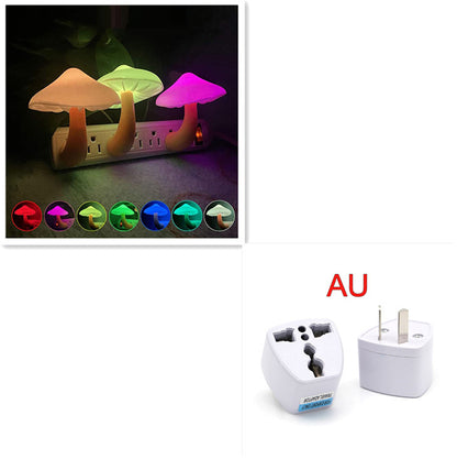 LED Night Light Mushroom Wall Socket Lamp EU US Plug Warm White Light-control Sensor Bedroom Light Home Decoration - Designs By CRF