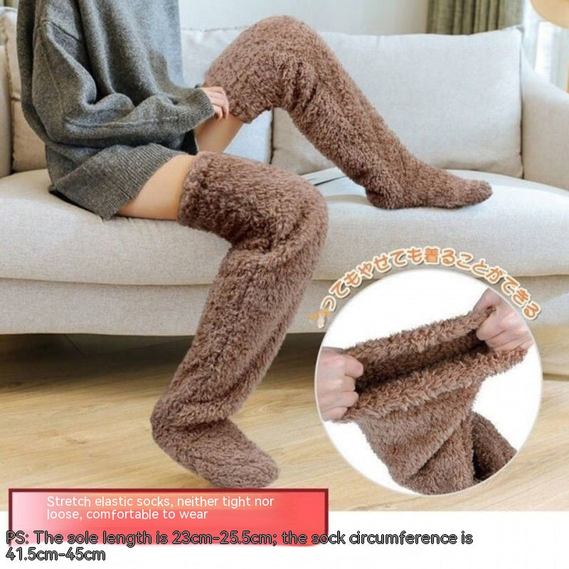 Over Knee High Fuzzy Long Socks Winter Warm Cold Leg Knee Joint Cold-proof Stockings Home Floor Sleeping Socks - Designs By CRF