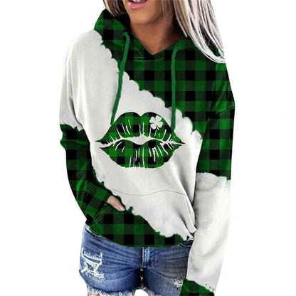 Women Sweatshirts Lucky Grass Print Streetwear Sweatshirts Hoodie Pullover Loose Casual Hooded Tops Clothes Designs By CRF