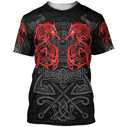 Viking Tattoo Printing Short Sleeve 3d Digital Printing T-shirt Men's Customization Designs By CRF