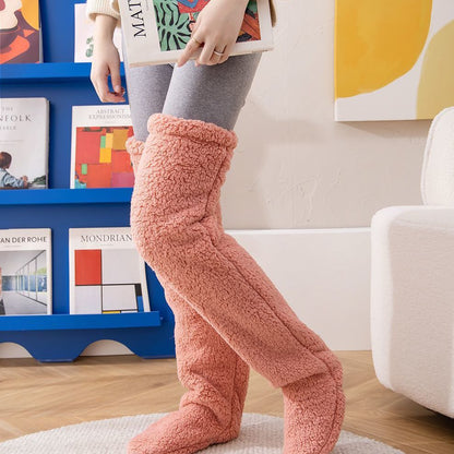 Over Knee High Fuzzy Long Socks Winter Warm Cold Leg Knee Joint Cold-proof Stockings Home Floor Sleeping Socks - Designs By CRF