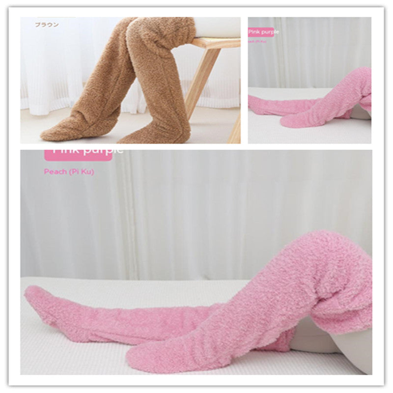 Over Knee High Fuzzy Long Socks Winter Warm Cold Leg Knee Joint Cold-proof Stockings Home Floor Sleeping Socks - Designs By CRF