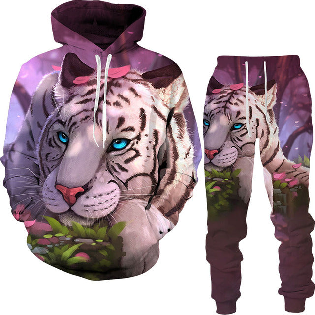 Men's Hoodie and Jogger Set - Lion & Tiger designs - Designs By CRF