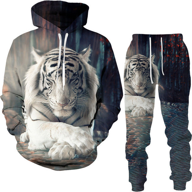 Men's Hoodie and Jogger Set - Lion & Tiger designs - Designs By CRF