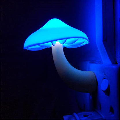 LED Night Light Mushroom Wall Socket Lamp EU US Plug Warm White Light-control Sensor Bedroom Light Home Decoration - Designs By CRF