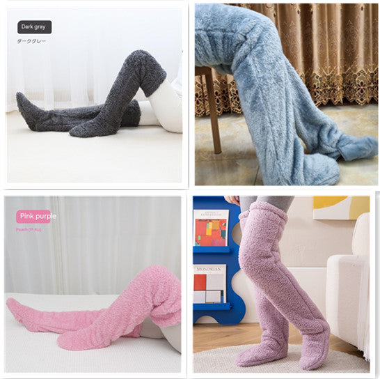 Over Knee High Fuzzy Long Socks Winter Warm Cold Leg Knee Joint Cold-proof Stockings Home Floor Sleeping Socks - Designs By CRF