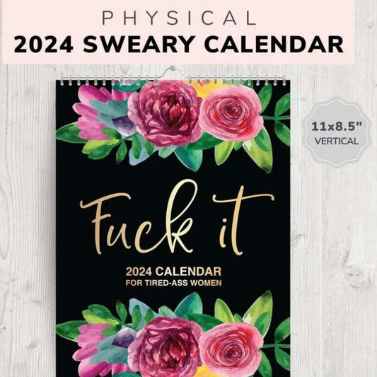 2024 Calendar For Tired-Ass Women Paper With Coil Hanging Calendar Time Planning Wall Calendar Indoor New Years Gifts For Home - Designs By CRF