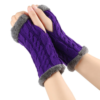 Winter Plush Twist Knitted Fingerless Fleece Gloves - Designs By CRF