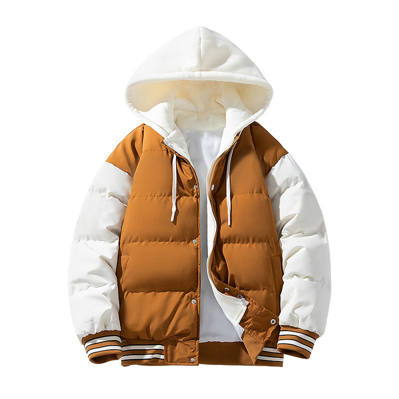 Thickened Down Cotton Jacket With Hood And Two Fake Pieces Designs By CRF