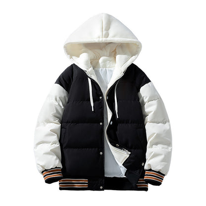 Thickened Down Cotton Jacket With Hood And Two Fake Pieces Designs By CRF