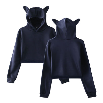 Crop Top Hoodie with Cat Ears