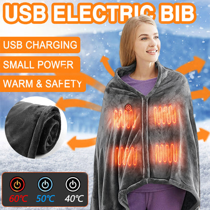 Winter Flannel Heated Blanket Cold Protection Body Warmer Usb Heated Warm Shawl Electric Heated Plush Blanket - Designs By CRF