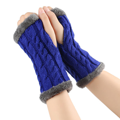 Winter Plush Twist Knitted Fingerless Fleece Gloves - Designs By CRF