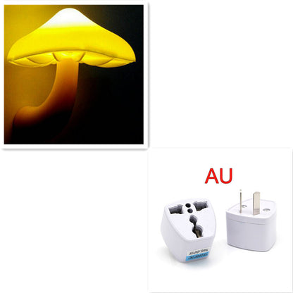 LED Night Light Mushroom Wall Socket Lamp EU US Plug Warm White Light-control Sensor Bedroom Light Home Decoration - Designs By CRF