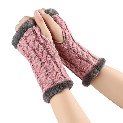 Winter Plush Twist Knitted Fingerless Fleece Gloves - Designs By CRF