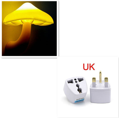 LED Night Light Mushroom Wall Socket Lamp EU US Plug Warm White Light-control Sensor Bedroom Light Home Decoration - Designs By CRF