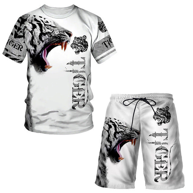 3D Printed T Shirt Set Fashion Men's Lion Sportswear - Designs By CRF